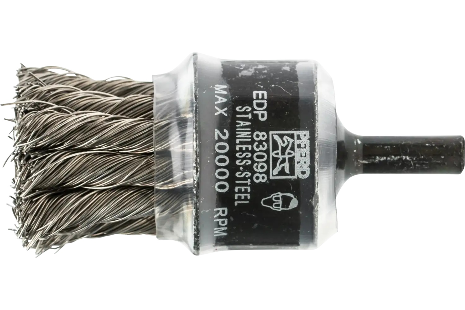 Picture of Pferd Knot Wire End Brush 1" Dia. Coated Flared Cup .014 Stainless Steel 1/4" Shank